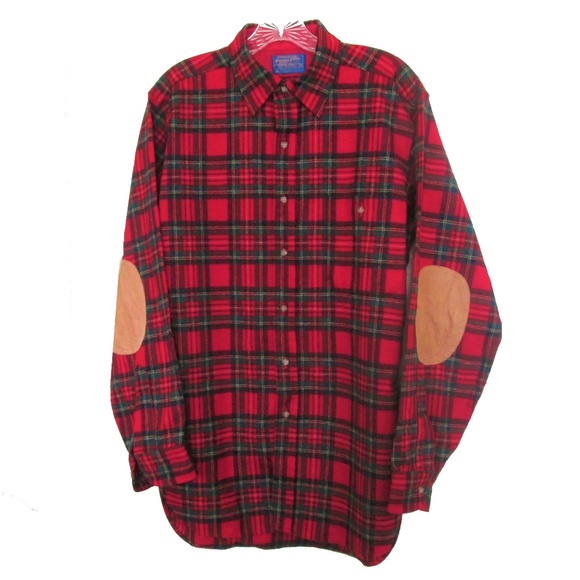 Pendleton Other - vintage plaid wool pendleton shirt elbow patches